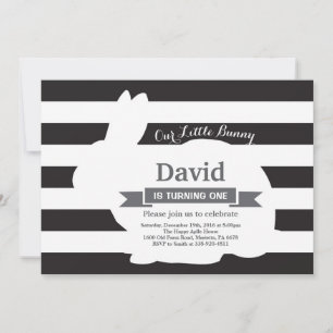 Convite Bunny Birthday Páscoa Ovo 1 rua Primeiro Aniversár