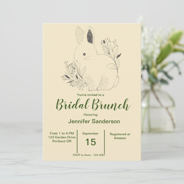 Convite Bunny Bridal Brunch (Em pé/Frente)