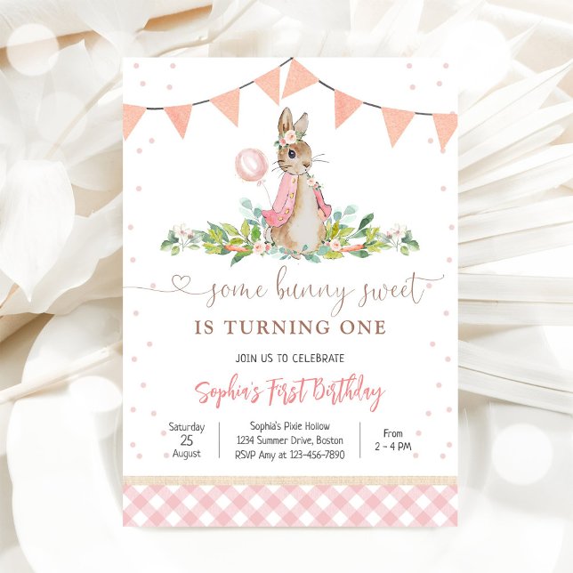 Convite Bunny First Birthday Invitation (Criador carregado)