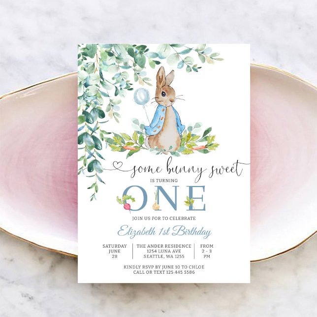 Convite Bunny First Birthday Invitation (Criador carregado)