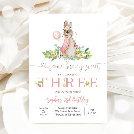 Convite Bunny Floral 3rd Birthday Invitation