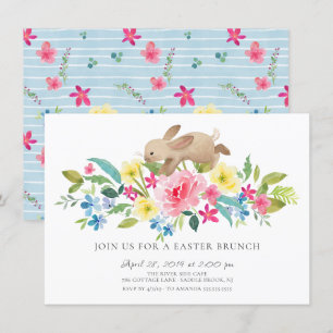 Convite Bunny Floral Páscoa Cheerful Brunch