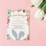 Convite Bunny Garden | Spring Birthday Party Invitation<br><div class="desc">Adorable invitations for your little one's springtime birthday feature a boho floral border and a grey bunny ears silhouette. "Some bunny is turning [age]" appears in at the top,  with your birthday party details beneath.</div>
