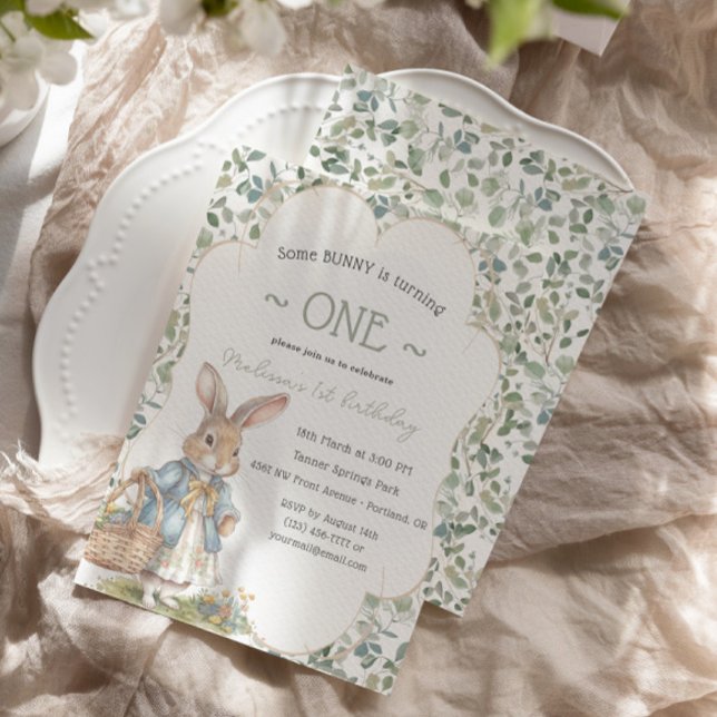 Convite Bunny No Caminho Da Greneery Girl Primeiro Anivers (Criador carregado)