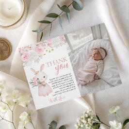 Convite Bunny Photo Birthday Thank You Card