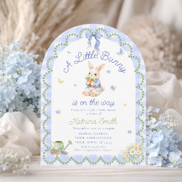 Convite Bunny Pretty Rabbit Gingham Baby Shower Invitation