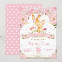 Convite Bunny Rabbit Floral Chá de fraldas Invocação Rapar