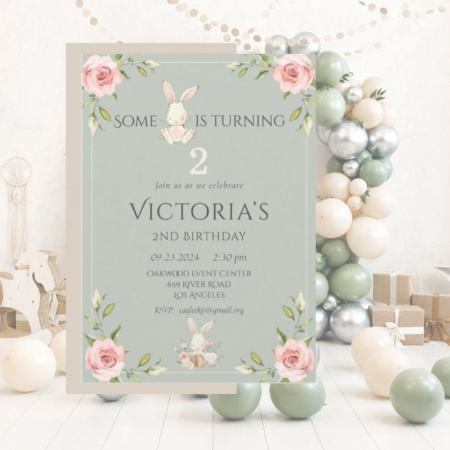 Convite Bunny Second 1rua Festa de Aniversário Bonito (Criador carregado)