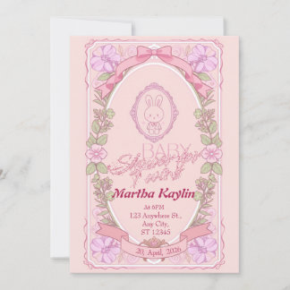 Convite Bunny Twin Baby Shower Invitation