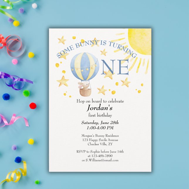 Convite Bunny Virando Um Ao Redor Do primeiro aniversario  (Criador carregado)
