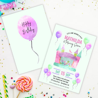 Convite Bunt House Jump Trampoline Girl Birday Digital