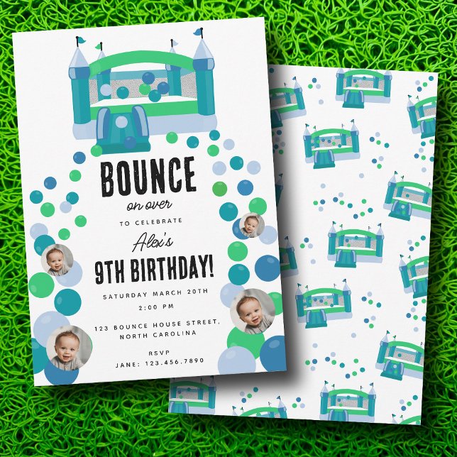 Convite Bunt House Jumping Castle Boys Foto de Aniversário (Bounce House Jumping Castle Boys Photo Birthday Invitation)
