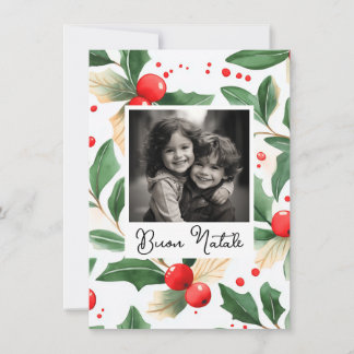 Convite Buon Natale Christmas Card Festive Holly Art