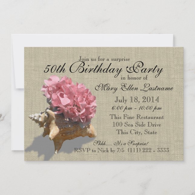 Convite Buquê 50.a Festa de aniversário da Seashell (Frente)
