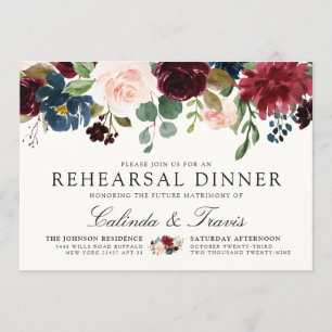 Convite Buquê Borgonha   Janto de ensaio de casamento