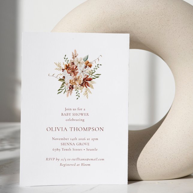 Convite Buquê Botânico Moderno Burgundy (Criador carregado)