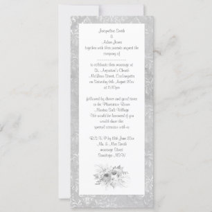 Convite BUQUÊ branco-prateado verde ELEGANTE CASAMENTO