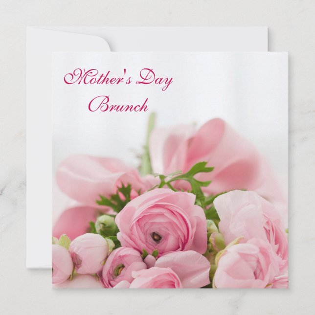 Convite Buquê da refeição matinal cor-de-rosa do dia das (Frente)
