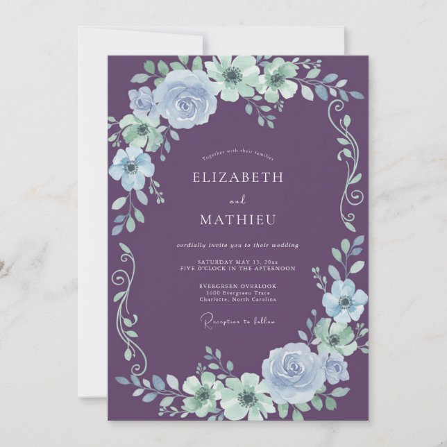 Convite Buquê de Ámbar Casamento Eucalipto (Frente)