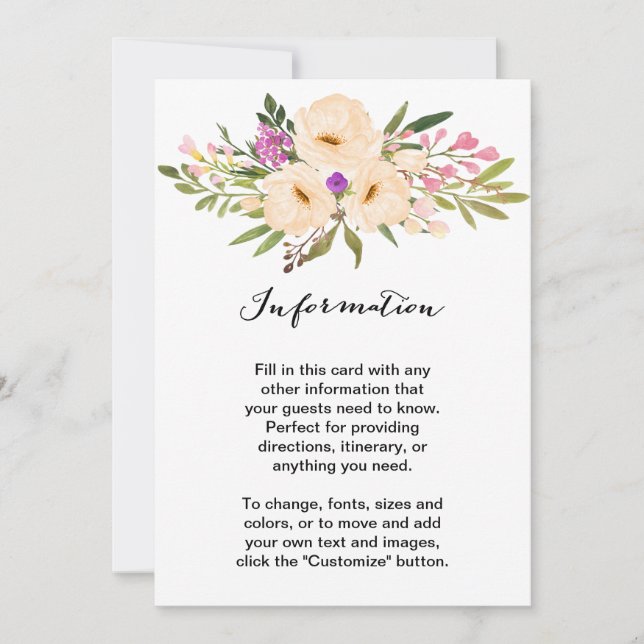 Convite Buquê de Anêmonas Marfim em Aquarela (Frente)