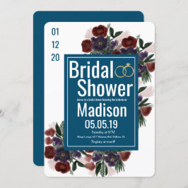 Convite Buquê de Aquarela Chá de panela Azul