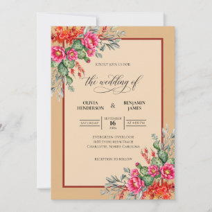 Convite Buquê de Areia Magenta Eucalipto Casamento