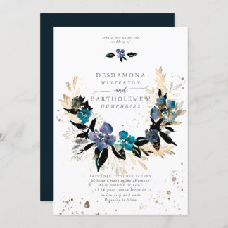 Convite Buquê de Casamento Floral Azul
