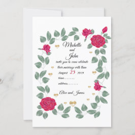 Convite buquê de casamento rosa vermelha, Chá de panela