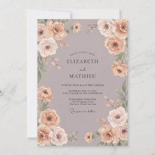 Convite Buquê de Eucalipto Bege Muted Casamento