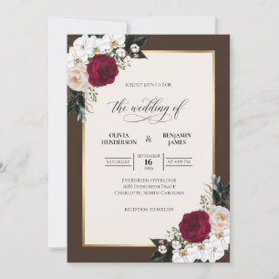Convite Buquê de Eucalipto Marrom Escuro de Casamento