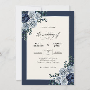 Convite Buquê de Eucalipto Slate Meia-Noite Casamento