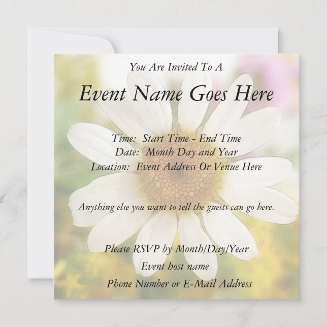 Convite Buquê de Flor - Margarida Branca (Frente)