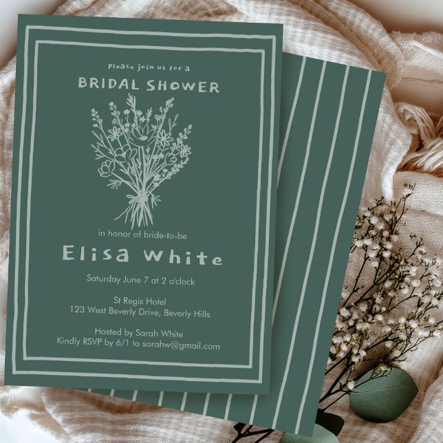 Convite Buquê de flor selvagem Chá de panela cáustico (Wildflower Bouquet Rustic Whimsical Bridal Shower Invitation
)