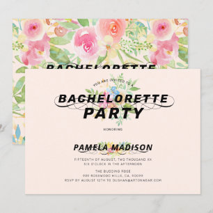 Convite buquê de flores aquáticas e tipografia moderna