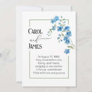 Convite Buquê de Flores Azuis Casamento Renovação de Votos