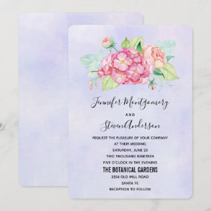 Convite Buquê de Flores de Aquarela Rosa Elegante Casament