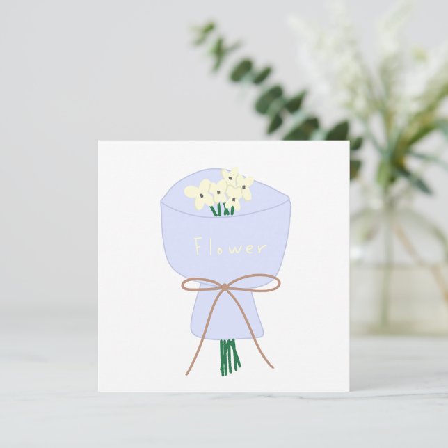 Convite Buquê de Flores de Creme Presente (Em pé/Frente)