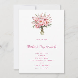 Convite Buquê de Flores de Peônia Rosa Bonito Dia das Mães