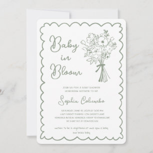 Convite Buquê de Flores Desenhadas à Mão Caprichosas Bebê