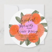 Buquê de Flores em Aquarela Rosa Ousado para Chá d