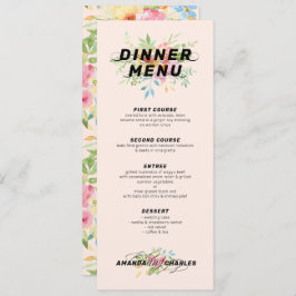 Convite Buquê de flores rosa e amarelo delicado & padrão