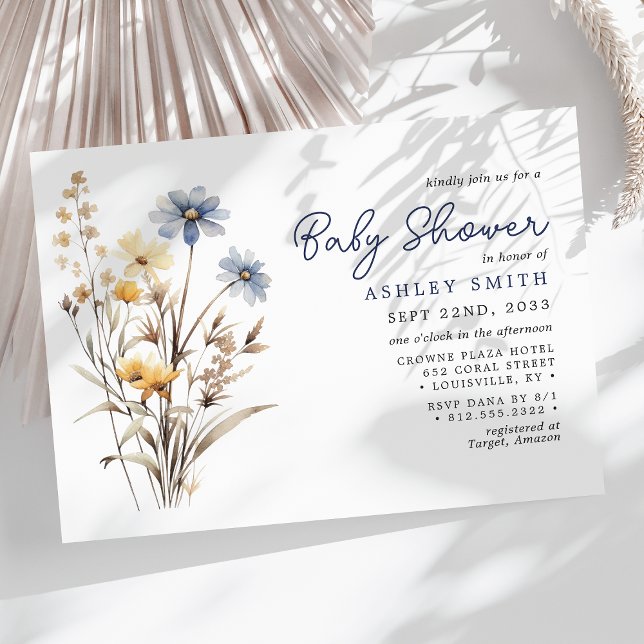Convite Buquê de Flores Silvestres Azuis Chuveiro de Bebê  (Criador carregado)