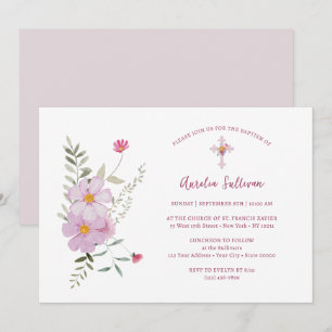 Convite Buquê de Flores Silvestres Simples Batismo