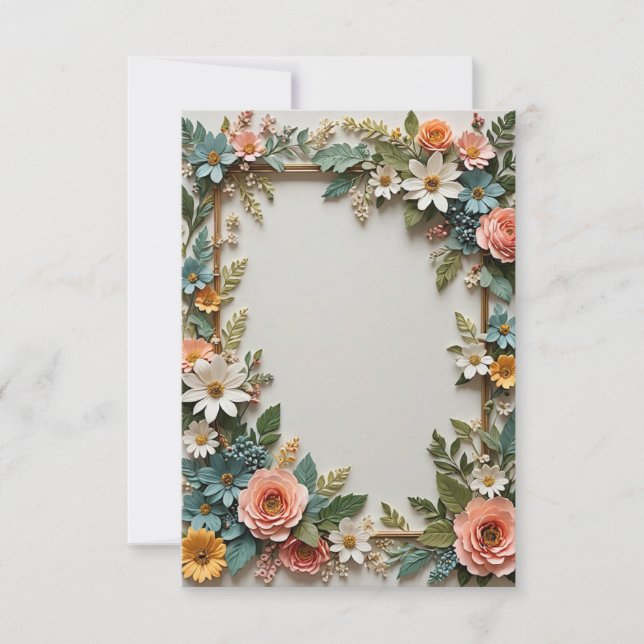 Convite Buquê de fundo azul claro do casamento das flores (Frente)