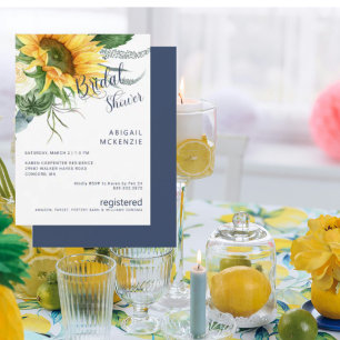 Convite Buquê de Girassóis Casamento Navy