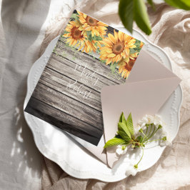 Convite Buquê de Girassóis Rústicos Aquarela Casamento