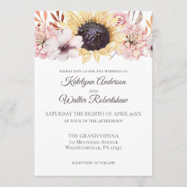 Convite Buquê De Girassol Tarde Verão Casamento Floral