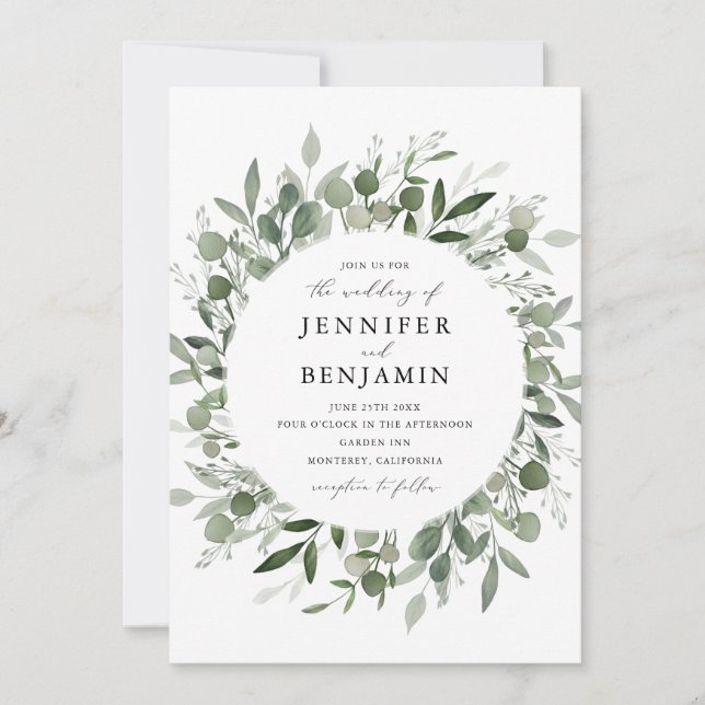 Convite Buquê de Greenery (Frente)