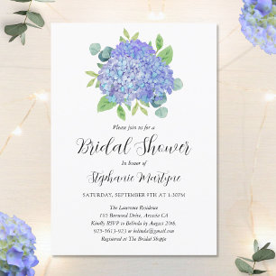Convite Buquê de Hydrangea Roxo Chá de panela Botânico