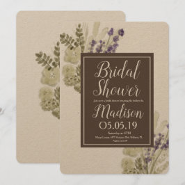 Convite Buquê de Lavanda em Aquarela para Chá de Noiva Rús